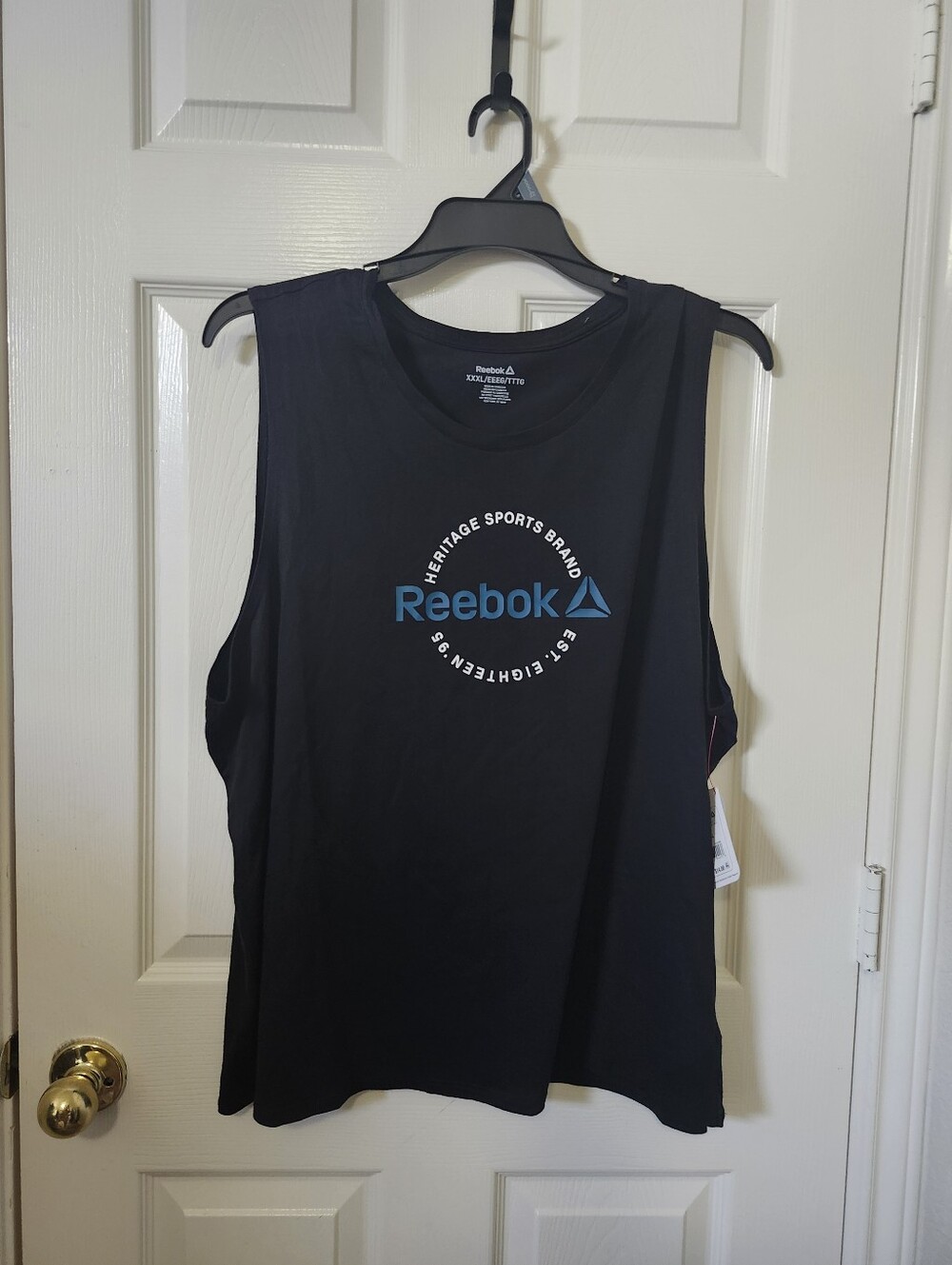 Reebok Black Muscle Tee with Blue Logo